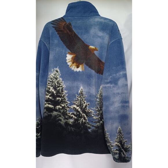 Vintage Trail Crest Full Zip Fleece Jacket Medium American Eagle & Forest Print - Picture 4 of 6